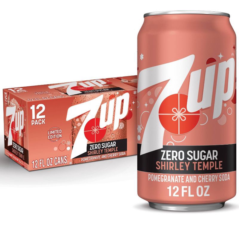 slide 1 of 8, 7UP Shirley Temple Zero Sugar Soda - 12pk/12 fl oz Cans, 12 ct; 12 fl oz