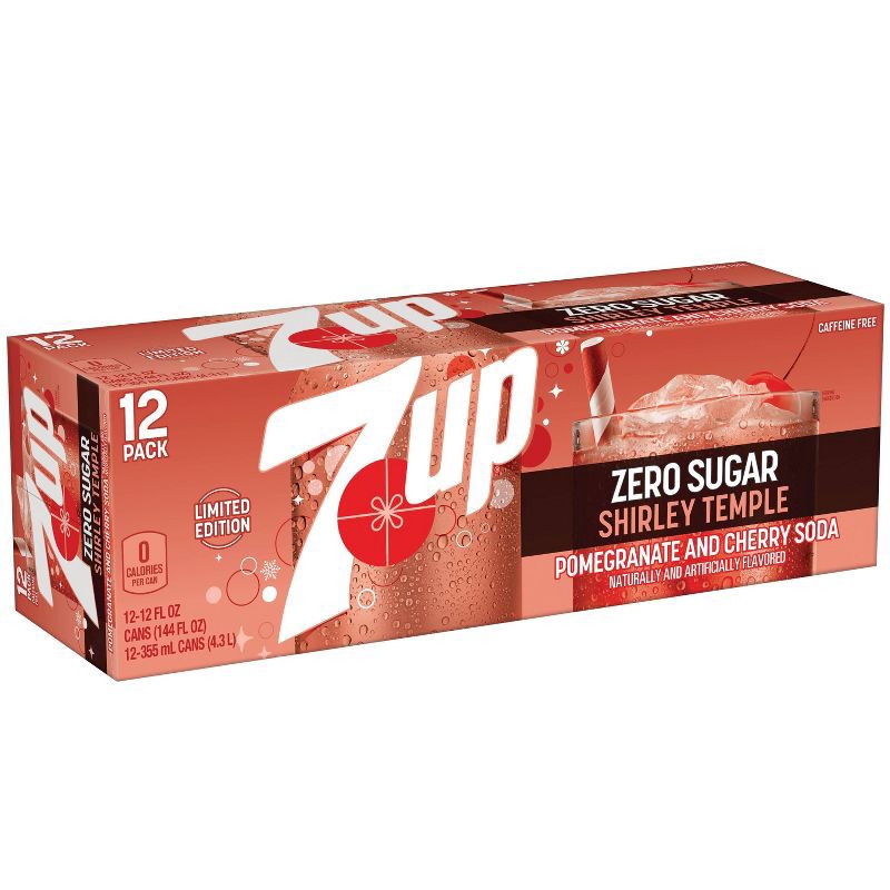 slide 5 of 8, 7UP Shirley Temple Zero Sugar Soda - 12pk/12 fl oz Cans, 12 ct; 12 fl oz