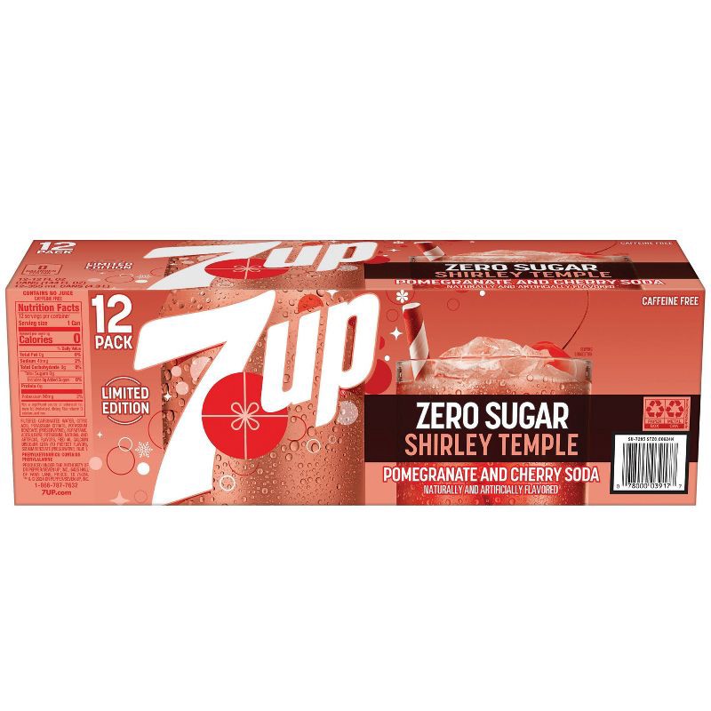 slide 7 of 8, 7UP Shirley Temple Zero Sugar Soda - 12pk/12 fl oz Cans, 12 ct; 12 fl oz