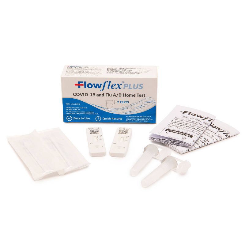 slide 2 of 2, FlowFlex Plus COVID-19 & Flu A/B Home Test Kit - Combo Antigen Test - 2ct, 2 ct