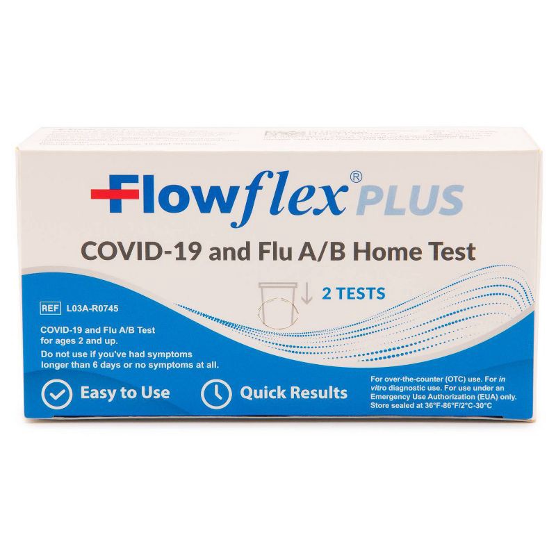 slide 1 of 2, FlowFlex Plus COVID-19 & Flu A/B Home Test Kit - Combo Antigen Test - 2ct, 2 ct