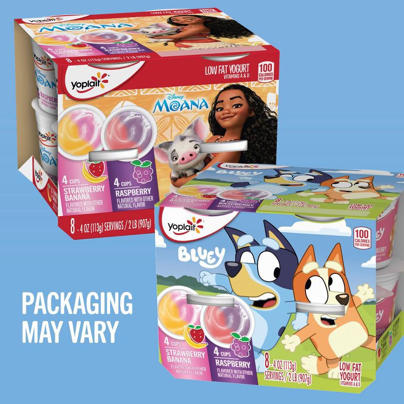 slide 2 of 11, Yoplait Kids' Bluey Yogurt Raspberry/Strawberry Banana - 32oz/8ct, 8 ct; 32 oz