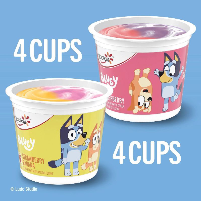 slide 11 of 11, Yoplait Bluey Yogurt Raspberry/Strawberry Banana - 32oz/8ct, 8 ct; 32 oz