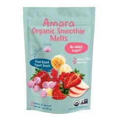 Amara Organic Smoothie Melts Mixed Red Berries Plant Based Yogurt Baby Snack - 1oz