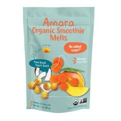 Amara Organic Smoothie Melts Mango Carrot Plant Based Yogurt Baby Snack - 1oz