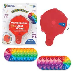 Learning Resources Skill Builders! Multiplication Quiz Wheel, Number Flash Cards, Math Fidget Spinner, Ages 6+, 15pc