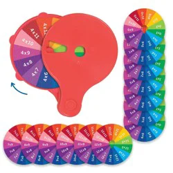 Learning Resources Skill Builders! Multiplication Quiz Wheel, Number Flash Cards, Math Fidget Spinner, Ages 6+, 15pc