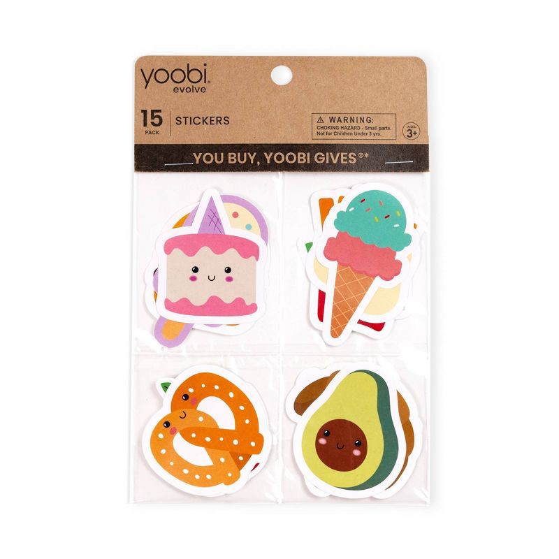 slide 1 of 5, Yoobi Evolve Stickers 15pk – Food, Teacher Reward Stickers, 15 ct