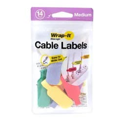 Wrap-It Cable Labels Medium 14pk Bright Pastel