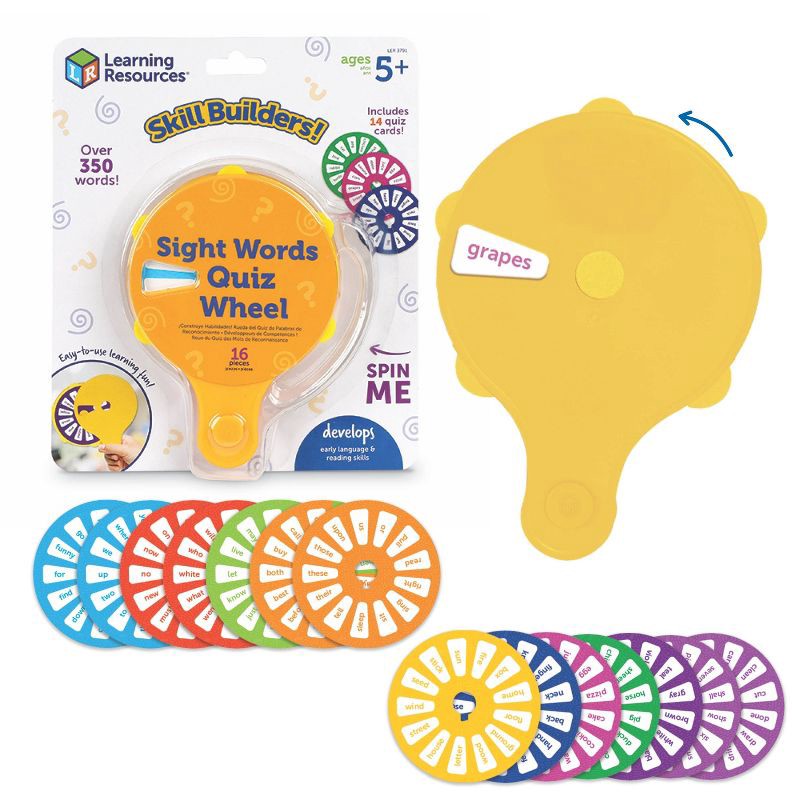 slide 1 of 8, Learning Resources Skill Builders! Sight Words Quiz Wheel, Sight Words Flash Cards for Kindergarten, Ages 5+, 16pc, 16 ct
