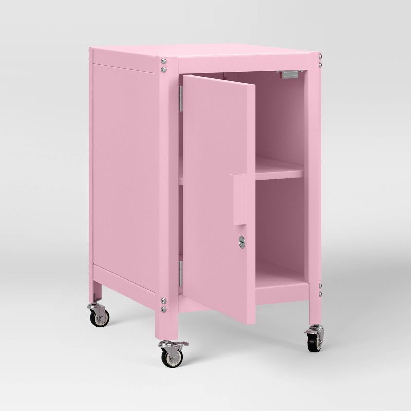 slide 3 of 7, Metal Rolling Dorm Locker Cabinet Pink (FA) - Room Essentials™, 1 ct