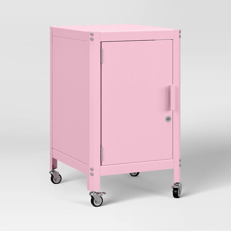 slide 1 of 7, Metal Rolling Dorm Locker Cabinet Pink (FA) - Room Essentials™, 1 ct