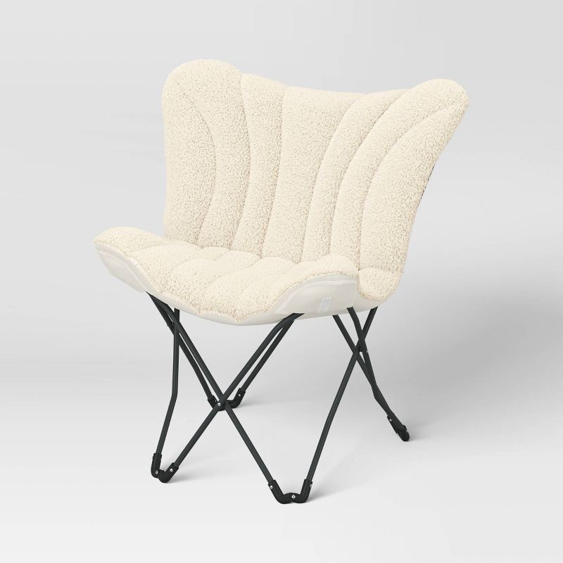 slide 1 of 15, Dorm Butterfly Chair Faux Shearling Cream - Room Essentials, 1 ct