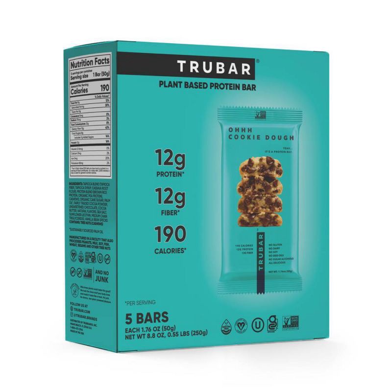 slide 1 of 7, TRUBAR 12g Plant Based Protein Bars - OHHH Cookie Dough - 5ct, 12 gram, 5 ct