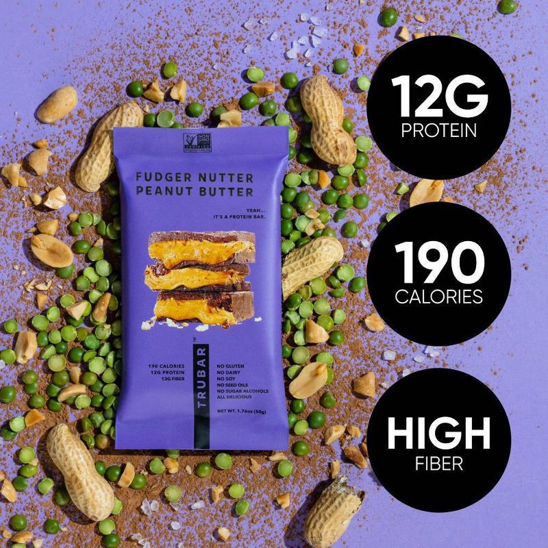 slide 4 of 6, TRUBAR 12g Plant Based Protein Bars - Fudger Nutter Peanut Butter - 5ct, 12 gram, 5 ct