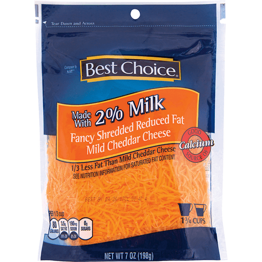 slide 1 of 1, Best Choice Fancy Shredded Reduced Fat Mild Cheddar Cheese, 8 oz