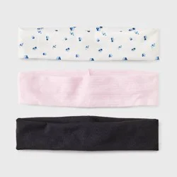 Girls&#x27; 3pk Floral Headwrap Headband Set - art class™ Navy Blue/Pink/Black: Fashion Accessory for All Hair Types