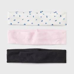 Girls' 3pk Floral Headwrap Headband Set - art class™ Navy Blue/Pink/Black: Fashion Accessory for All Hair Types