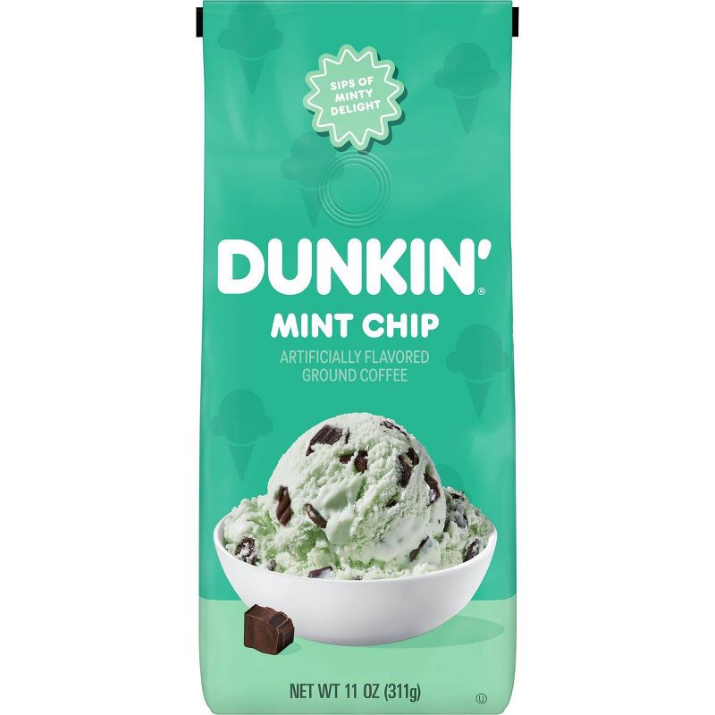 slide 1 of 10, Dunkin' Donuts Dunkin' Mint Chip Flavored Dark Roast Ground Coffee - 11oz, 11 oz