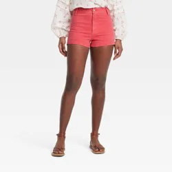Women's High-Rise Sailor Denim Shorts - Universal Thread™ Red 4: Cotton-Spandex Blend, Midweight Denim, 2.5" Inseam