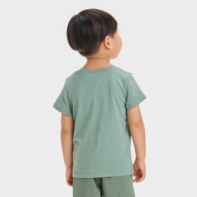 slide 2 of 3, Toddler Boys' Short Sleeve Jersey Knit Solid T-Shirt - Cat & Jack™ Green 2T: Crew Neck, Pullover, 1 ct