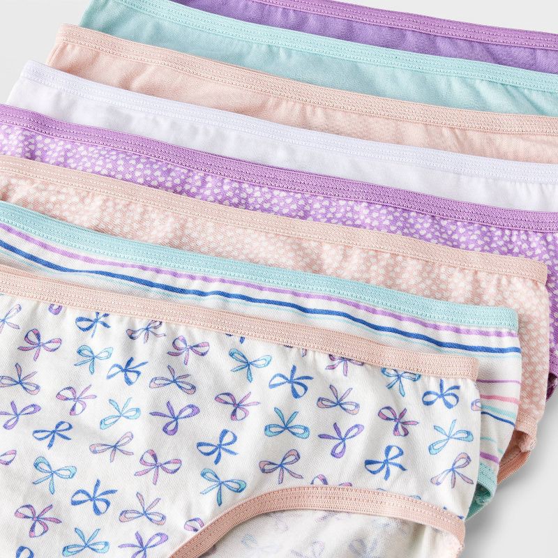 slide 4 of 4, Girls' 14pk 'Bows' Cotton Briefs Underwear - Cat & Jack™ Purple 6, 14 ct