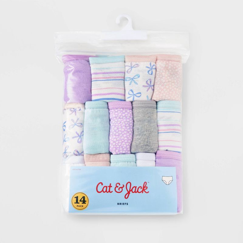 slide 2 of 4, Girls' 14pk 'Bows' Cotton Briefs Underwear - Cat & Jack™ Purple 8, 14 ct