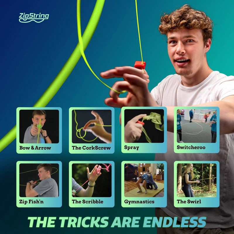 slide 4 of 7, ZipString Original As Seen on Shark Tank Classic Rope Launcher Toy Ultimate Gift for Kids and Adults - Blue 4pc:Toy for Ages 4+, 4 ct