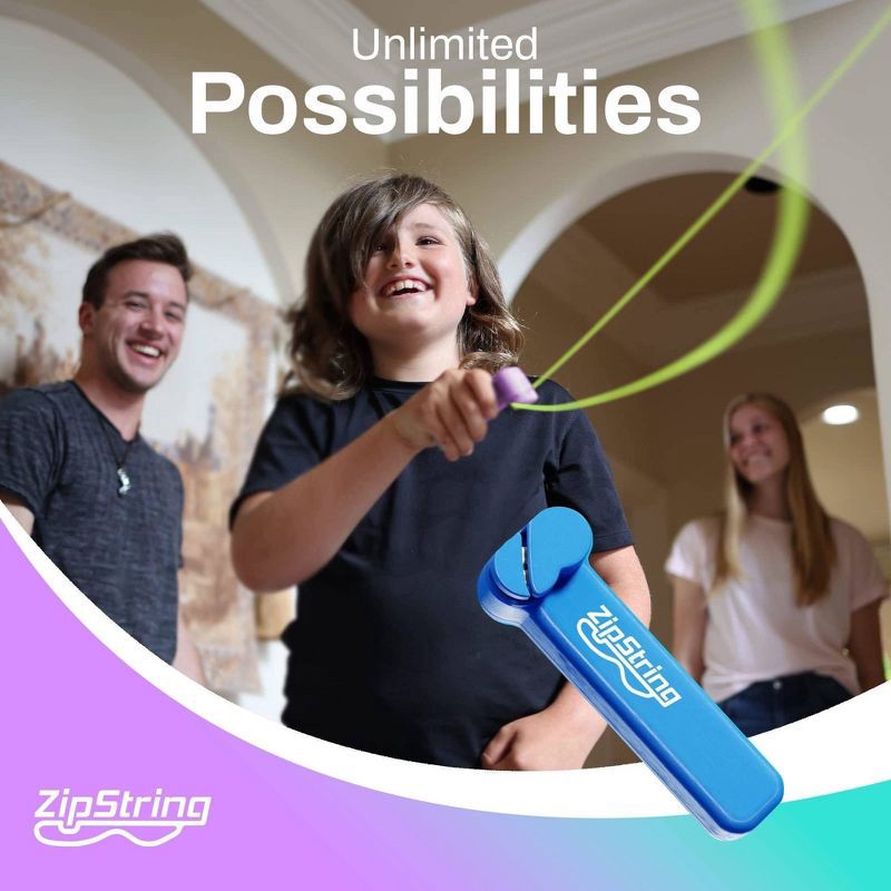 slide 6 of 7, ZipString Original As Seen on Shark Tank Classic Rope Launcher Toy Ultimate Gift for Kids and Adults - Blue 4pc:Toy for Ages 4+, 4 ct