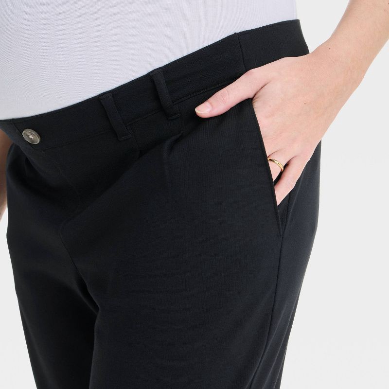 slide 4 of 4, Tapered Ponte Maternity Trousers - Isabel Maternity by Ingrid & Isabel™ Black M: High Rise, Over Belly Panel, 1 ct