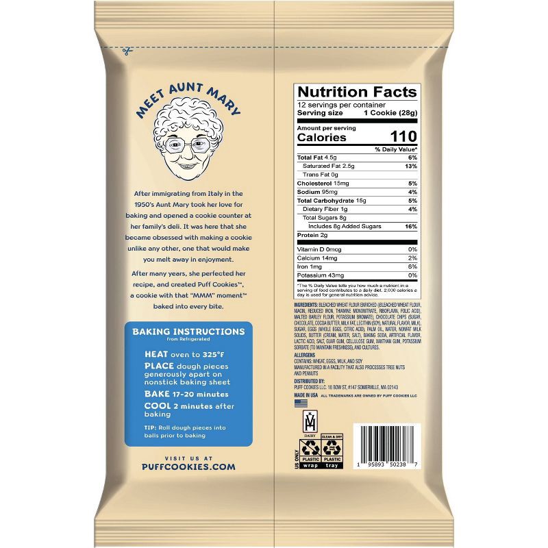 slide 2 of 4, Puff Cookies Cookie Dough Chocolate Chip - 12.65oz, 12.65 oz