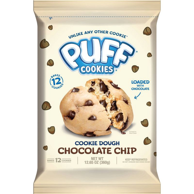 slide 1 of 4, Puff Cookies Cookie Dough Chocolate Chip - 12.65oz, 12.65 oz