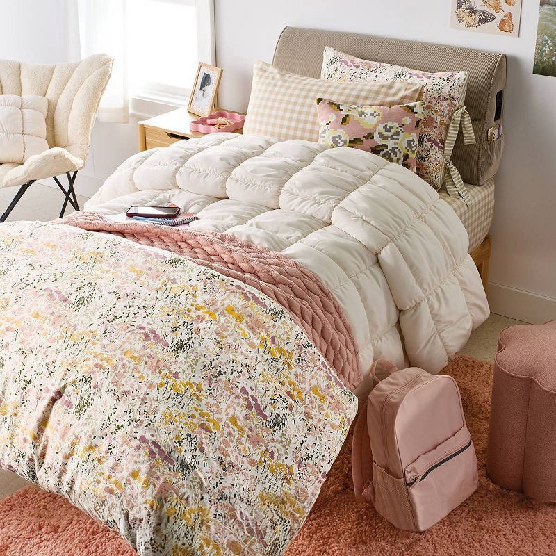 slide 4 of 5, Full/Queen Box Stitch Puffer Comforter Ivory - Room Essentials™, 1 ct