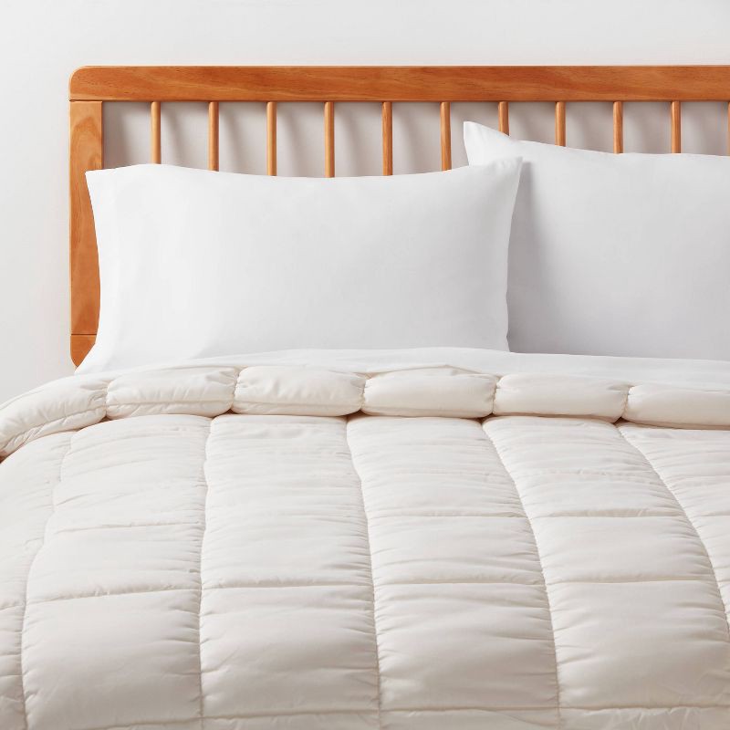 slide 2 of 5, Twin/Twin Extra Long Box Stitch Puffer Comforter Ivory - Room Essentials™, 1 ct