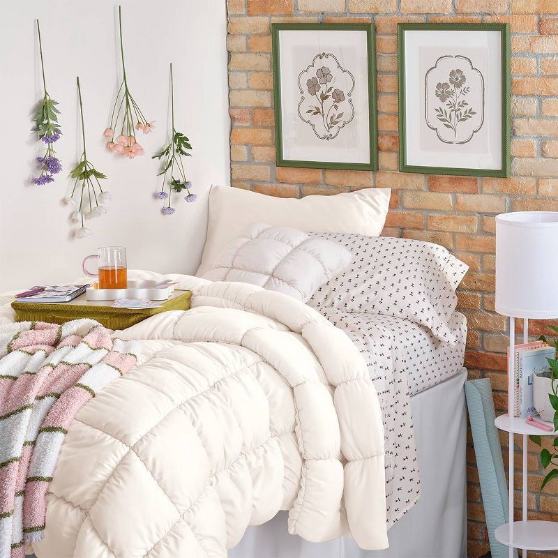 slide 5 of 5, Twin/Twin Extra Long Box Stitch Puffer Comforter Ivory - Room Essentials™, 1 ct