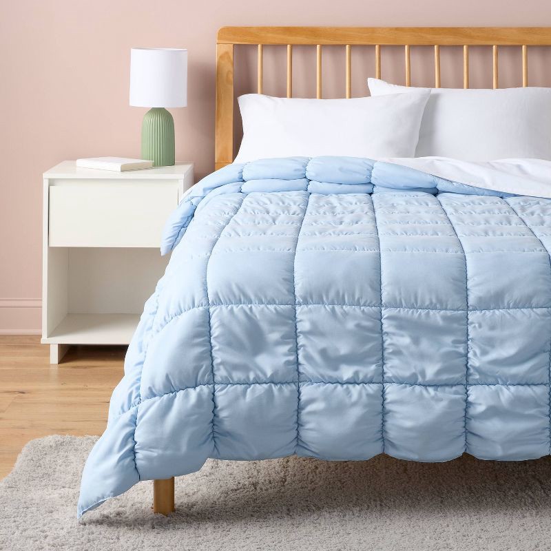 slide 2 of 3, Twin/Twin Extra Long Box Stitch Puffer Comforter Light Blue - Room Essentials™, 1 ct