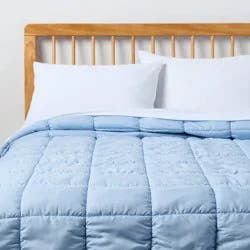 Twin/Twin Extra Long Box Stitch Puffer Comforter Light Blue - Room Essentials™
