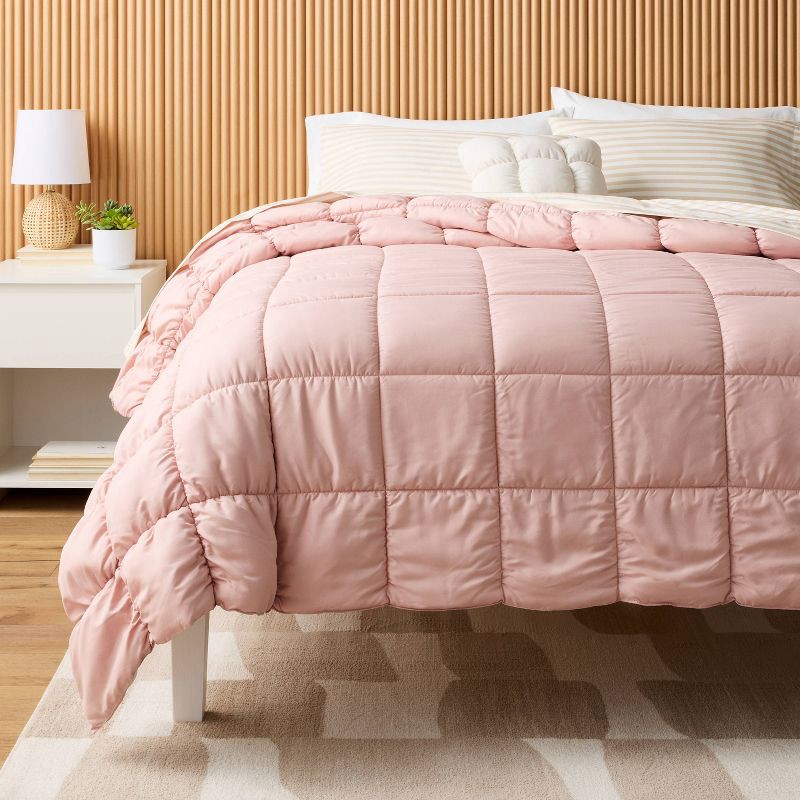 slide 2 of 4, Full/Queen Box Stitch Puffer Comforter Pink - Room Essentials™, 1 ct