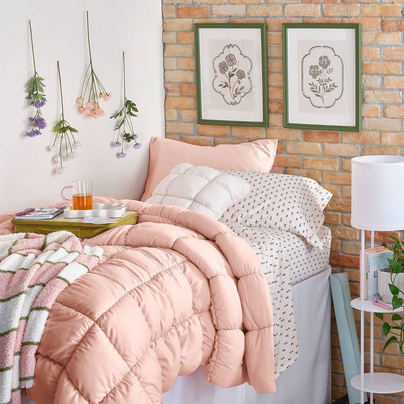 slide 4 of 4, Full/Queen Box Stitch Puffer Comforter Pink - Room Essentials™, 1 ct
