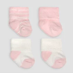 Carter's Just One You® Baby Girls' 4pk Chenille Socks - Pink 0-3M: Polyester, Spandex, Rubber Knit Ankle Socks, Solid Stripes