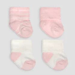 Carter's Just One You® Baby Girls' 4pk Chenille Socks - Pink 0-3M: Polyester, Spandex, Rubber Knit Ankle Socks, Solid Stripes