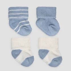 Carter's Just One You® Baby Boys' 4pk Chenille Socks - Blue 3-12M: Ankle, Knit, Solid & Stripes, Lightweight