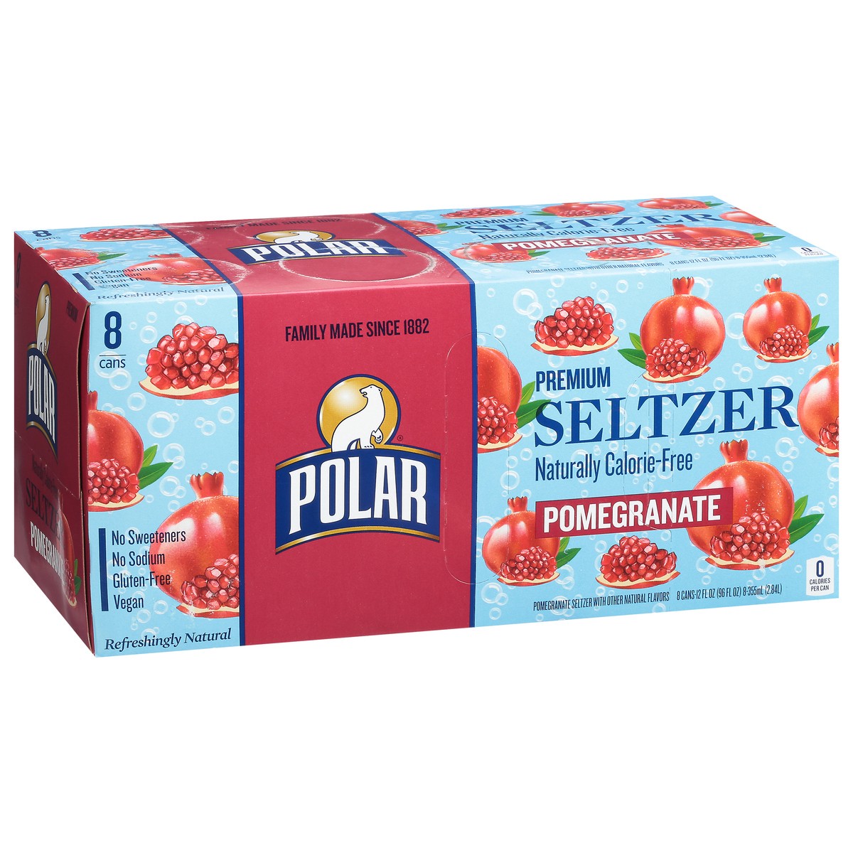slide 5 of 9, Polar Seltzer - 8pk 12oz - Pomegranate, 8 ct; 12 oz