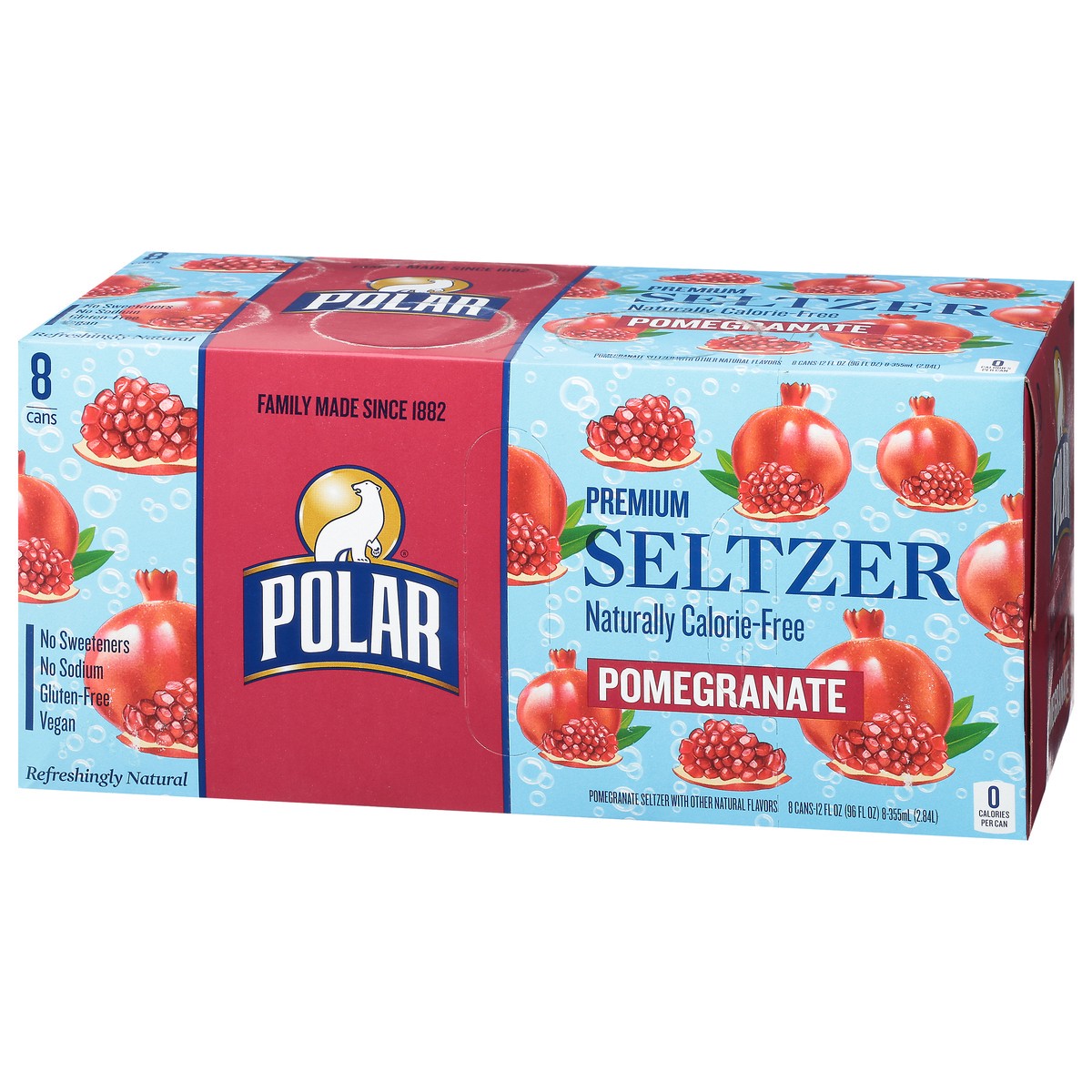 slide 3 of 9, Polar Seltzer - 8pk 12oz - Pomegranate, 8 ct; 12 oz