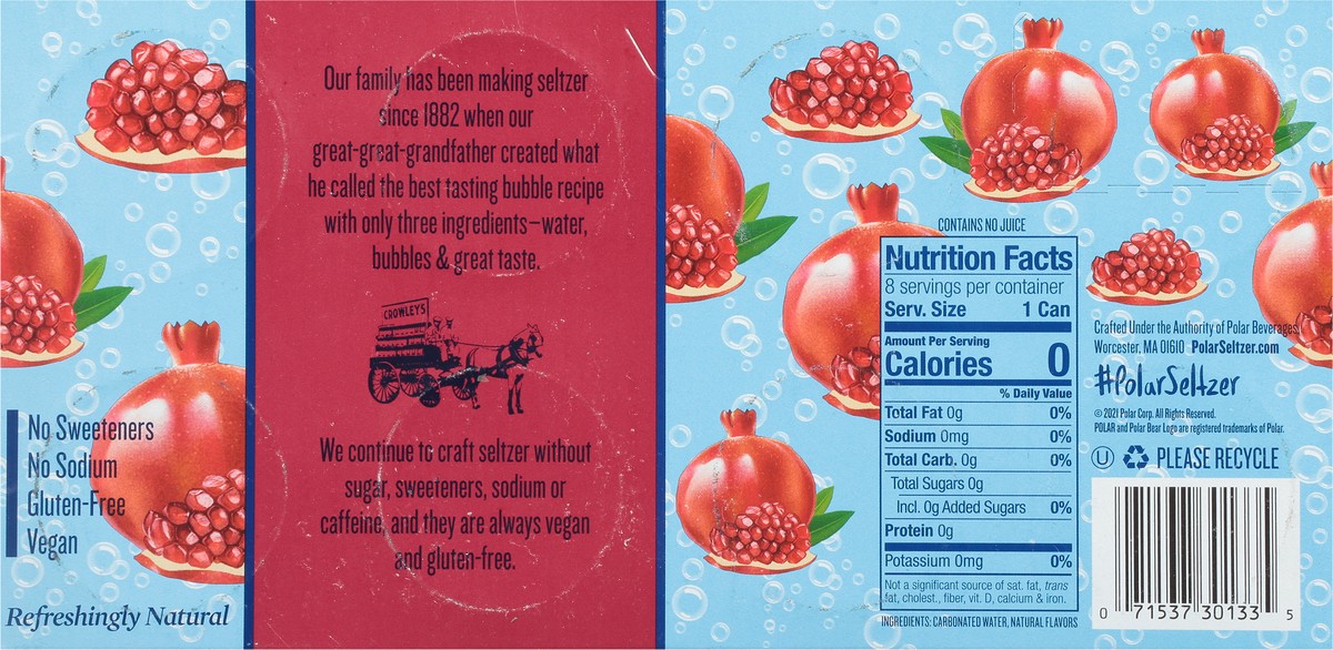 slide 2 of 9, Polar Seltzer - 8pk 12oz - Pomegranate, 8 ct; 12 oz