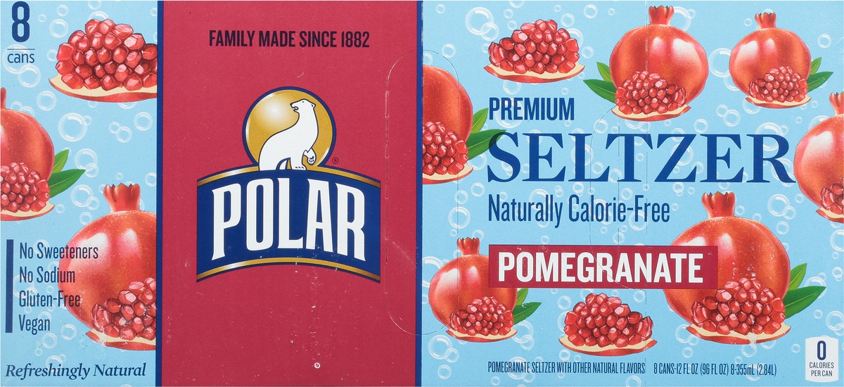 slide 7 of 9, Polar Seltzer - 8pk 12oz - Pomegranate, 8 ct; 12 oz