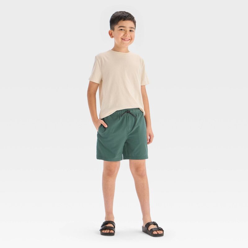 slide 3 of 3, Boys' Quick Dry 'Above the Knee' Pull-On Shorts - Cat & Jack™ Dark Teal Green S: Recycled Polyester, Spandex, Drawstring, 1 ct
