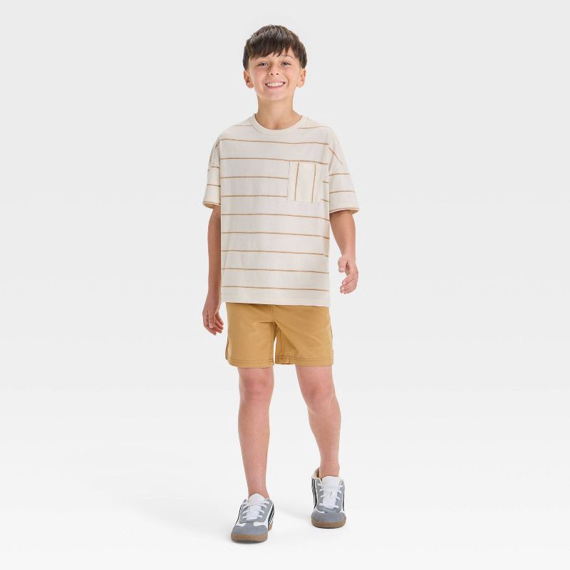slide 3 of 3, Boys' Quick Dry 'Above the Knee' Pull-On Shorts - Cat & Jack™ Tan L: Lightweight, Mid Rise, Stretch Poplin, 1 ct