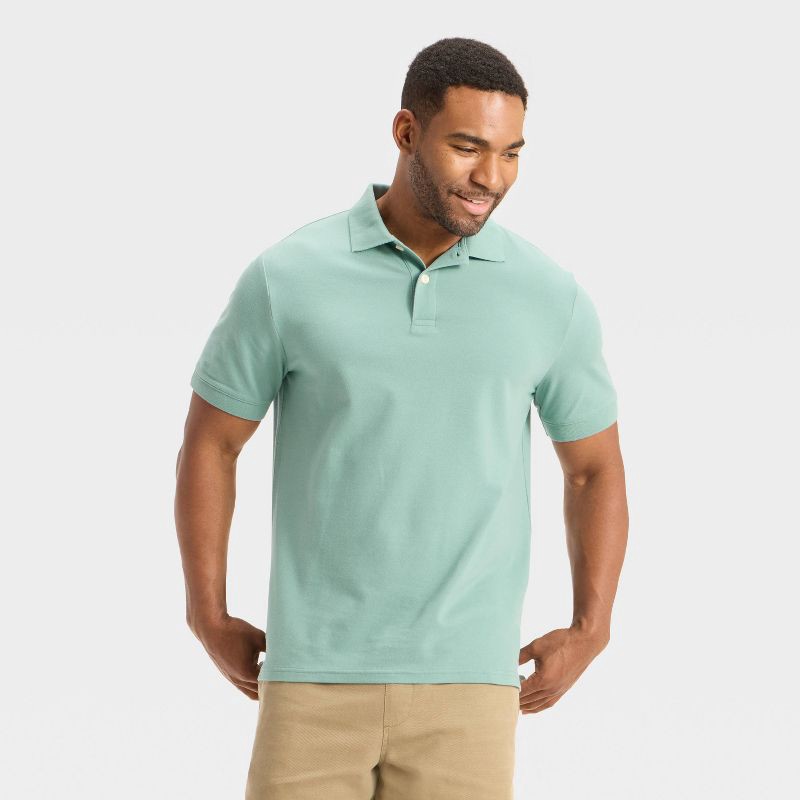 slide 1 of 3, Men's Every Wear Polo Shirt - Goodfellow & Co™ Aqua Green XL, 1 ct