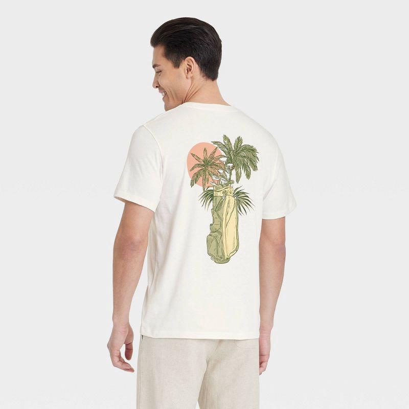 slide 2 of 3, Men's Short Sleeve Graphic T-Shirt - Goodfellow & Co™ Light Off-White S: Botanical Floral Design, 1 ct